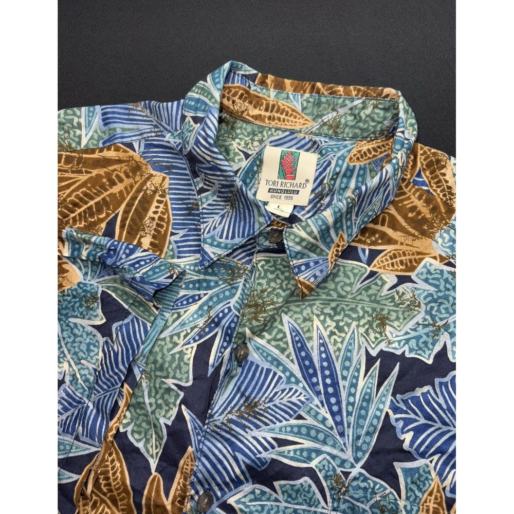 VTG Tori Richard Button Up Shirt Mens Large Hawaiian Tropical Aloha Cotton Lawn